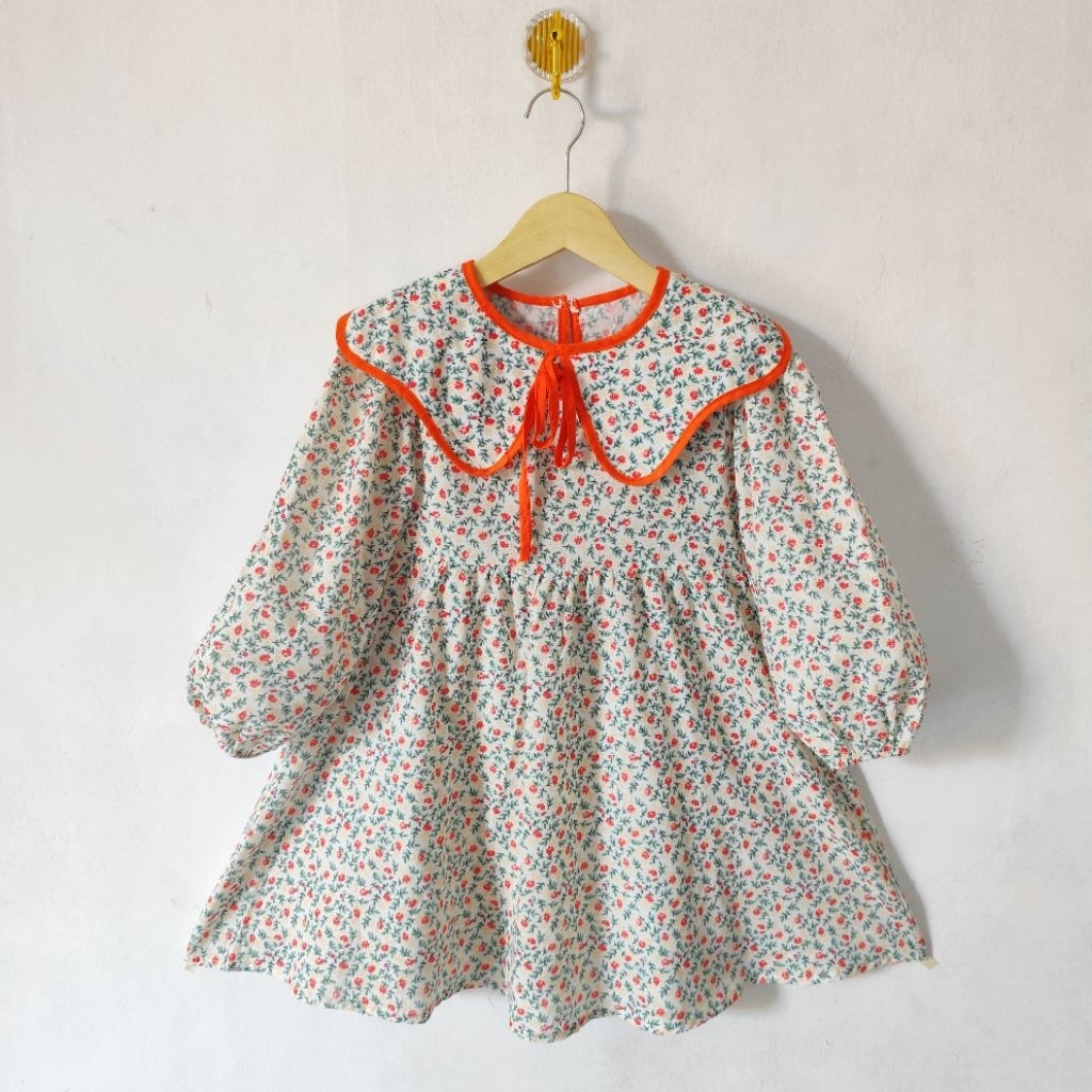 Dress vintage anak kerah lebar ala korea