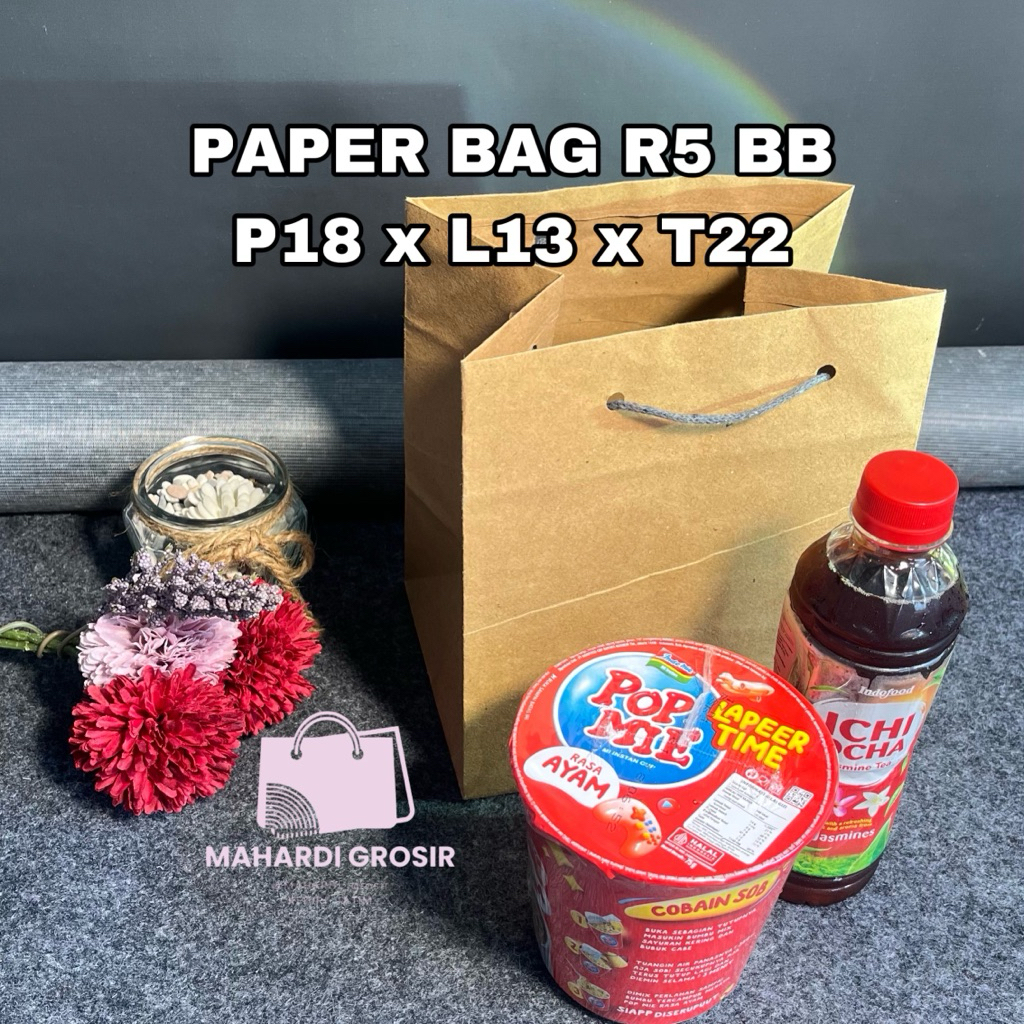 

tas kertas R5 BB coklat polos 18x13x22cm / paper bag / tas asul asul / tas souvenir pernikahan murah