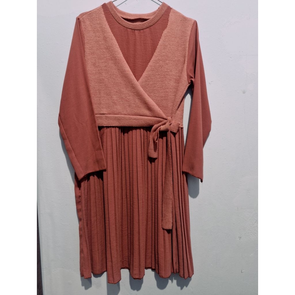 Tunik Plisket Midi Dress