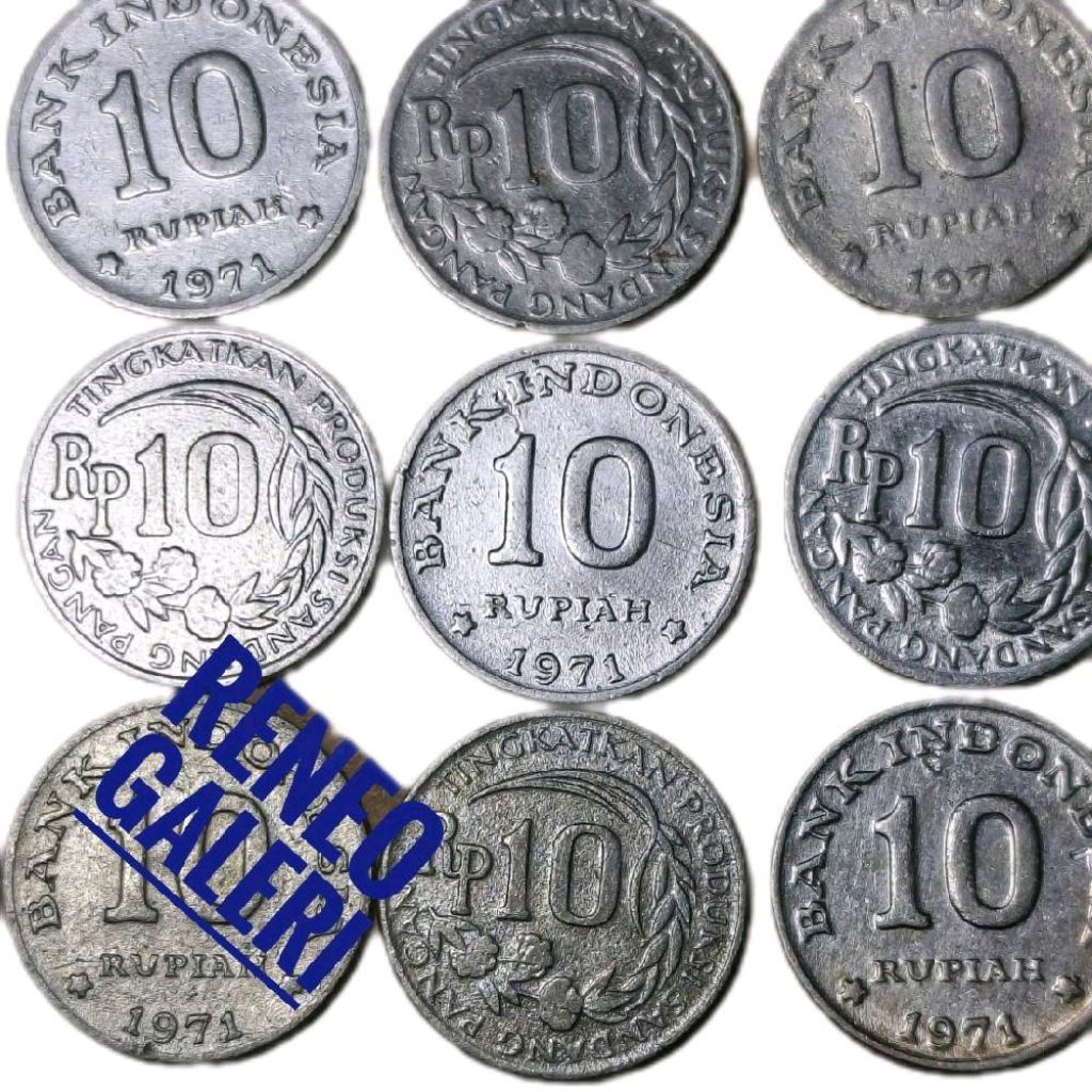 VF Bersih Koin Rp 10 Rupiah Tahun 1971 Uang Kuno logam Indonesia Cuci