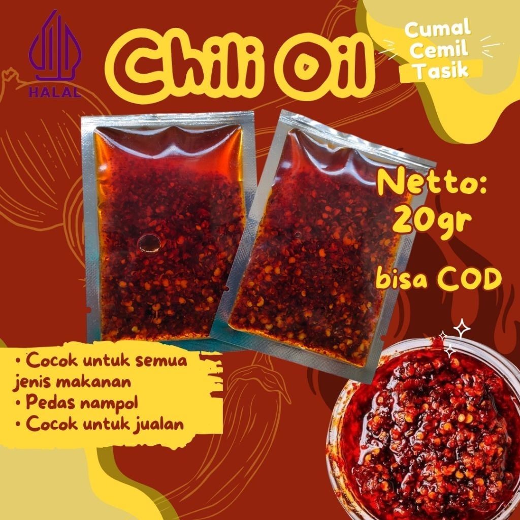 

Chili Oil / Minyak Cabai / Minyak Cabe Kemasan Sachet 20 gram