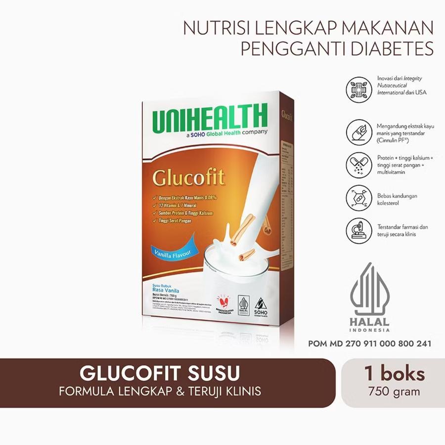 

GLUCOFIT Susu Diabetes 750g BPOM HALAL Nutrisi Lengkap Vitamin & Mineral Tinggi Serat Rasa Vanilla