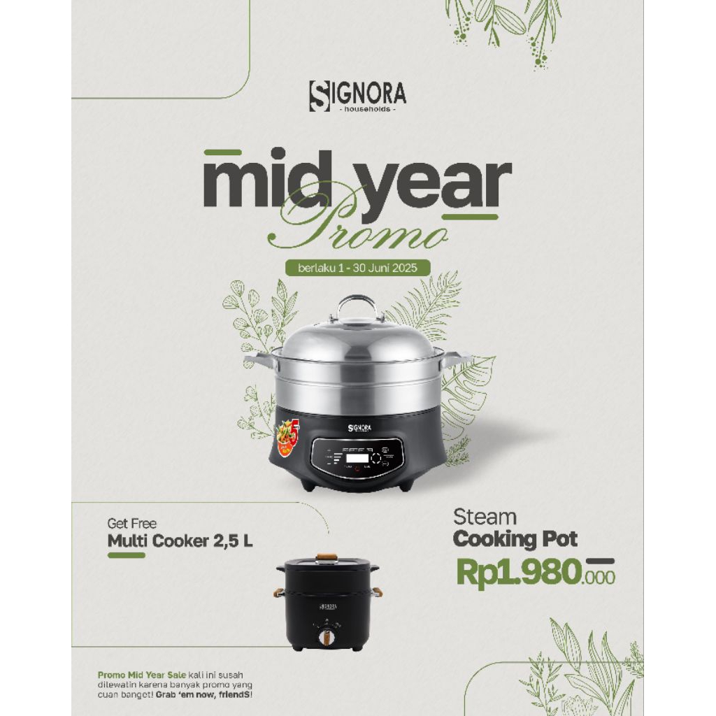Steam Cooking Pot Signora Kukusan Listrik Serbaguna Berhadiah Langsung