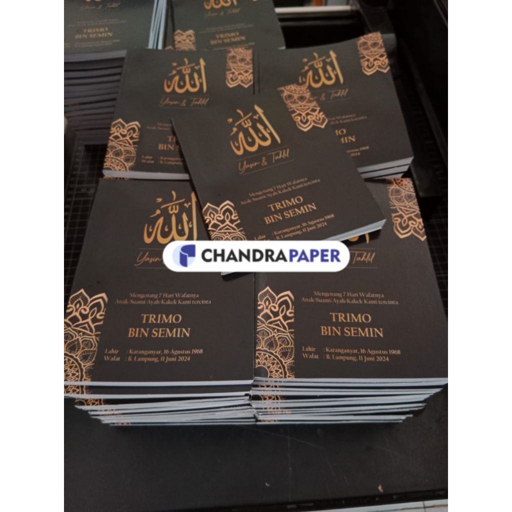 Cetak buku Yasin & tahlil Soft Cover Custom, Lengkap dan Foto Almarhum