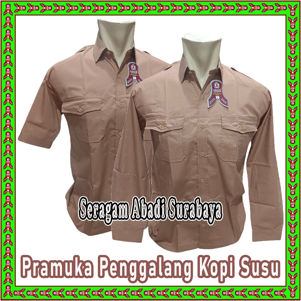 Kemeja / Baju Pramuka Penggalang ( Kopi Susu ) SMPN-SMAN Pendek & Panjang, Seragam Abadi.