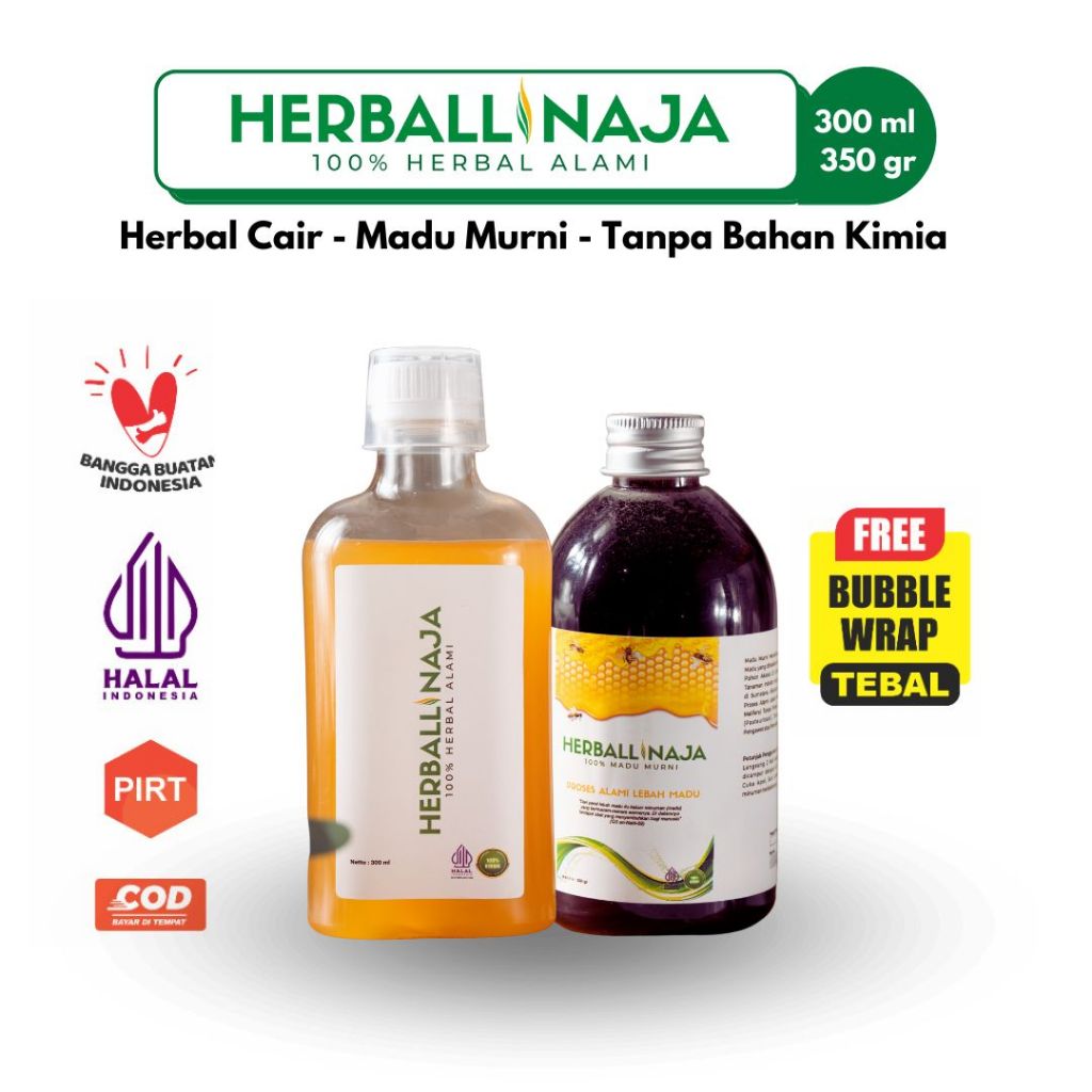 

Herball Naja Herbal Cair Madu Muri Tanpa Banah Kimia 300 ml 350 gr - aziyaherbal23