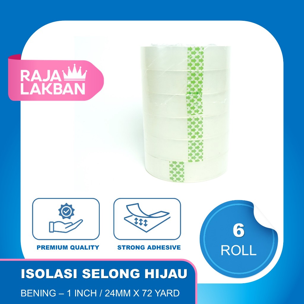 

Isolasi Selotip Bening Goldtape Core Hijau 0.5 inch 12mm, 1 inch 24mm/ Bening - Slop