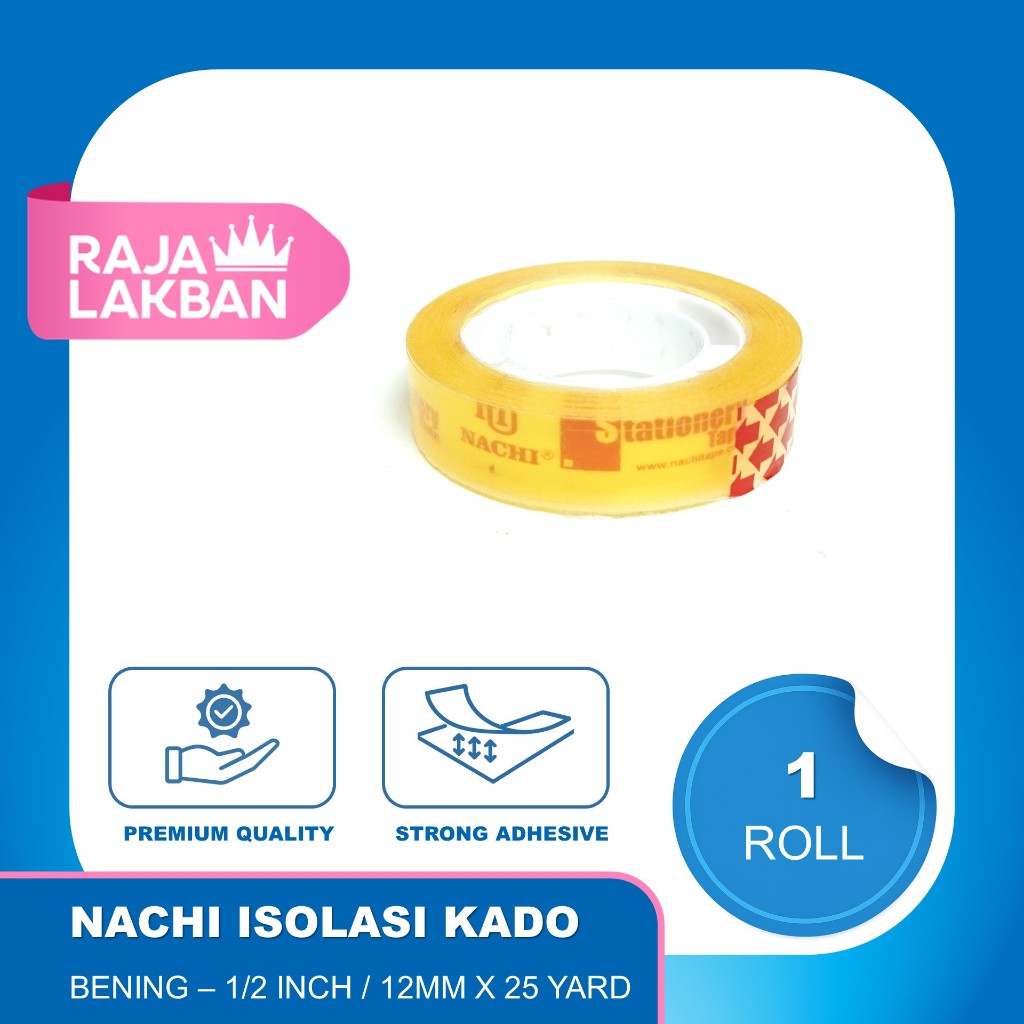 

Isolasi Selotip Bening Stationery Tape Nachi/ 12mm/ 25 Yard/ Bening - Roll