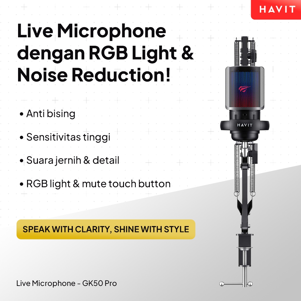 Mic Streaming GK50 Pro Noise Cancelling | Mic Gaming Live Pro | Mic Podcast Youtube Live Streaming