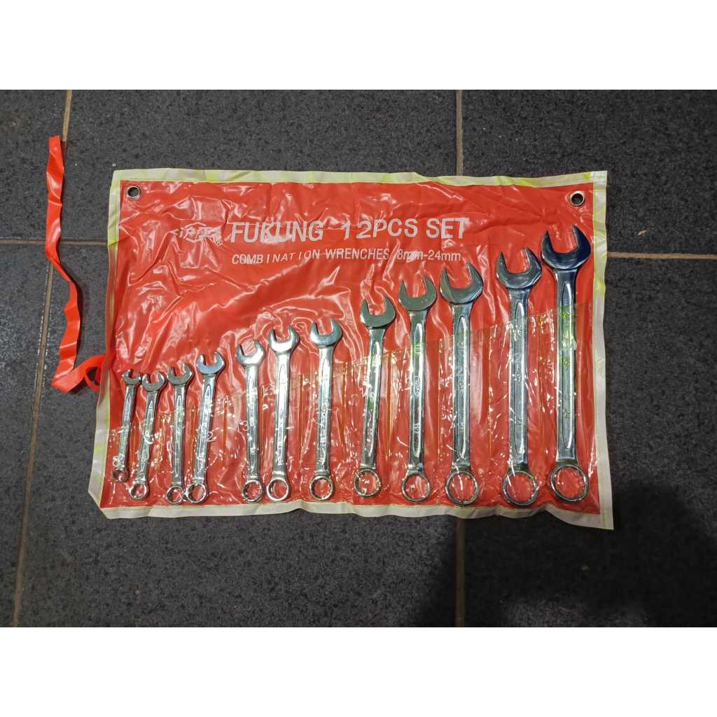 FUKUNG ASLI  Kunci Ring Pas Fukung 12pcs 8-24mm / Kunci Ring Pas Fukung Set