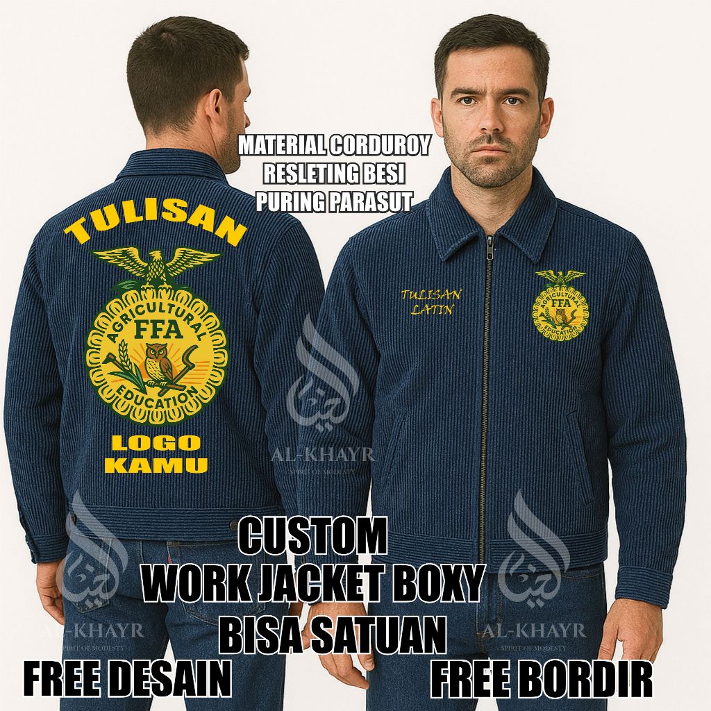 College Jacket / Jacket Boxy Corduroy / Work Jacket Corduroy / Jacket Corduroy / Bisa Tambah Bordir