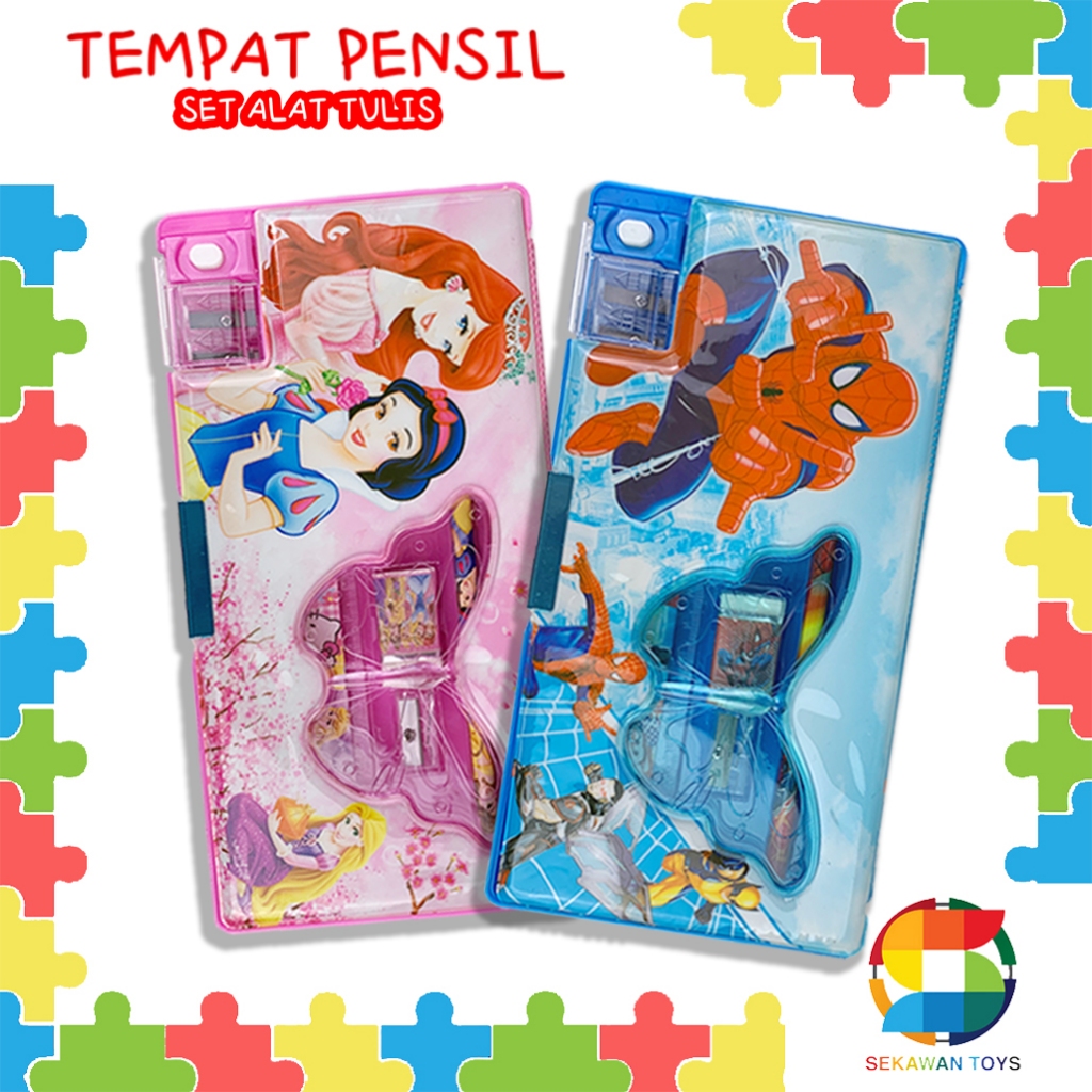 

JUMBO Tempat Pensil Bergambar / Tempat Pensil High Quality / Satu Set Alat Tulis dan Penggaris / Bergambar dan Rautan 062-265