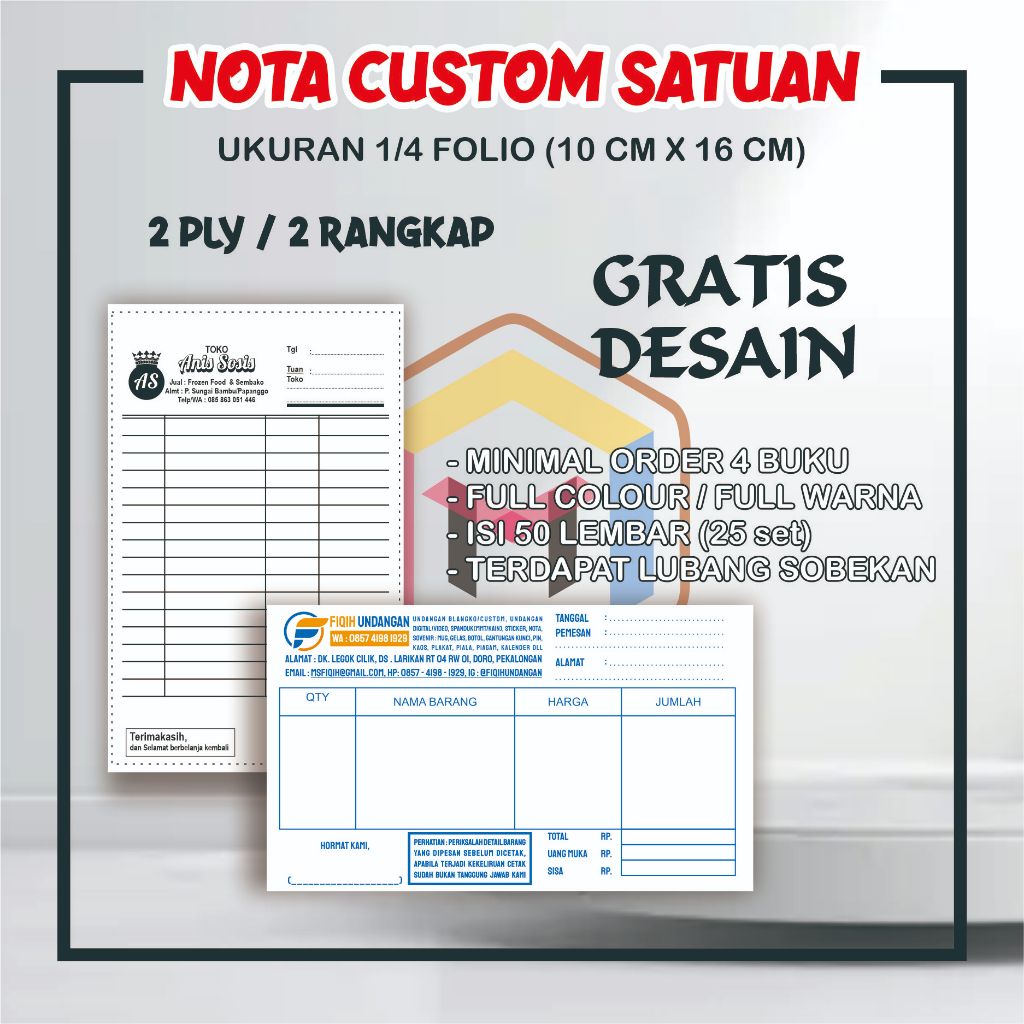 

PROMO!!! NOTA CUSTOM MURAH 1/4 FOLIO