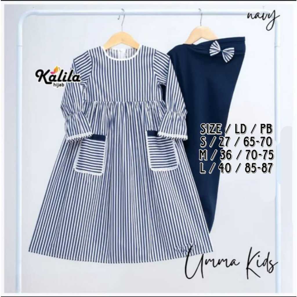 UMMA KIDZ / GAMIS SYAR'I SET HIJAB UNTUK USIA 3-8 TAHUN