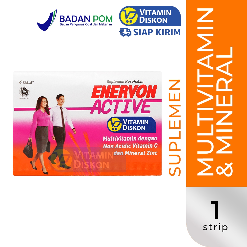 Enervon Active Non Acidic Vitamic Dan Zinc 30 Tabs | Suplemen Multivitamin Daya Tahan Tubuh Stamina 
