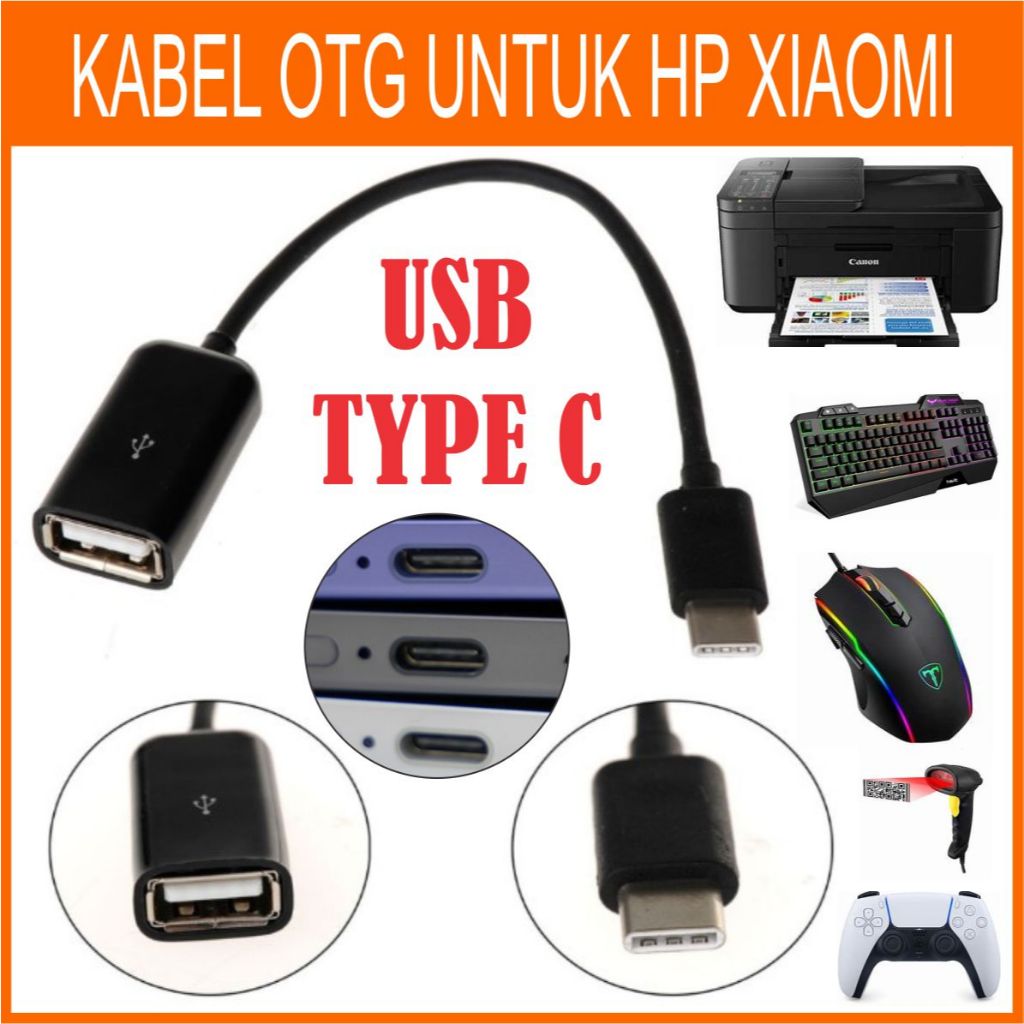 Kabel OTG USB Type C untuk HP XIAOMI MI 15 14 13 12 11 10 9 PRO REDMI 15C 14C 13C 12C 10C 9C 9A A5 A