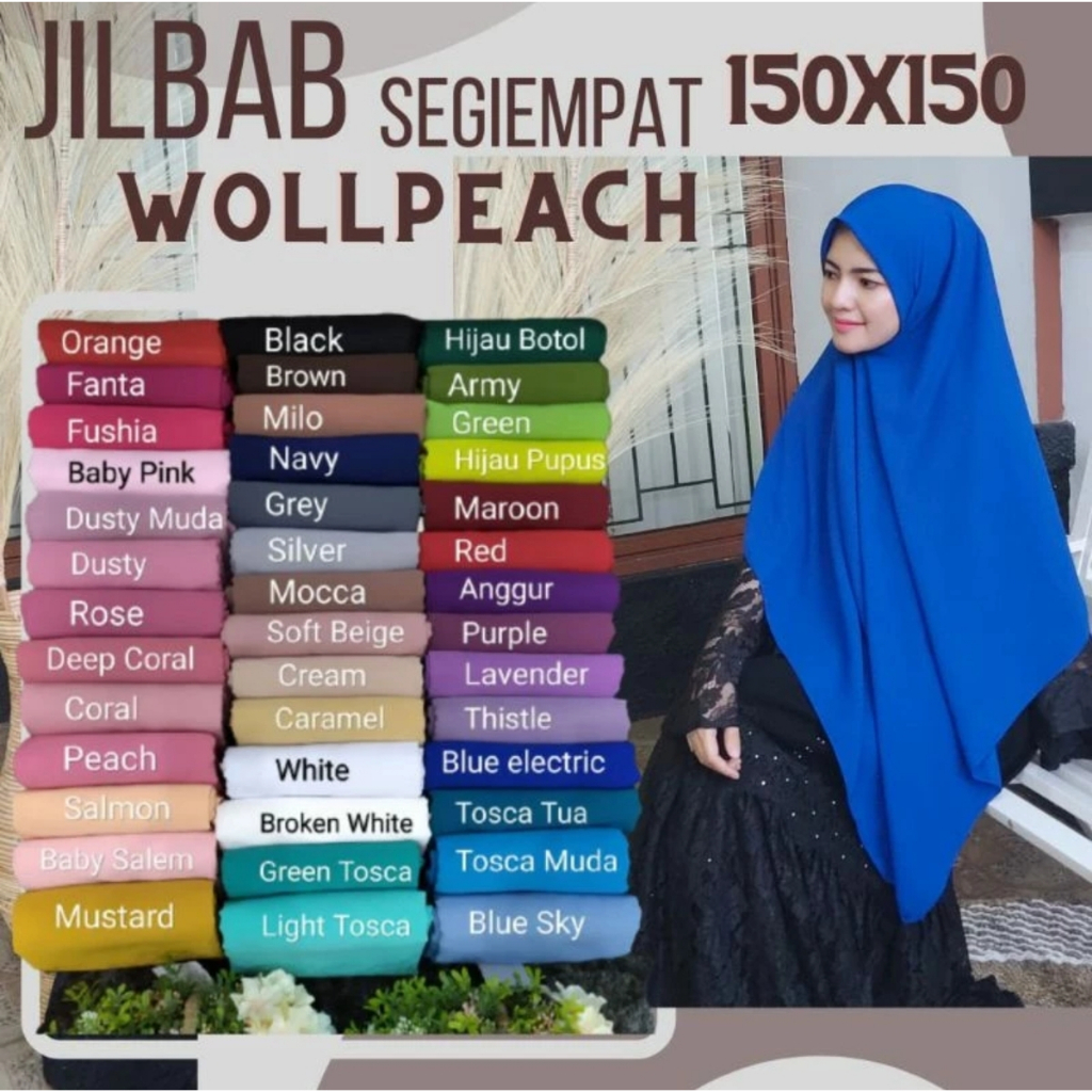 Jilbab Segi Empat Polos 150×150 | Jilbab Jumbo Wolfis Syar'i Besar Bagus UMMA