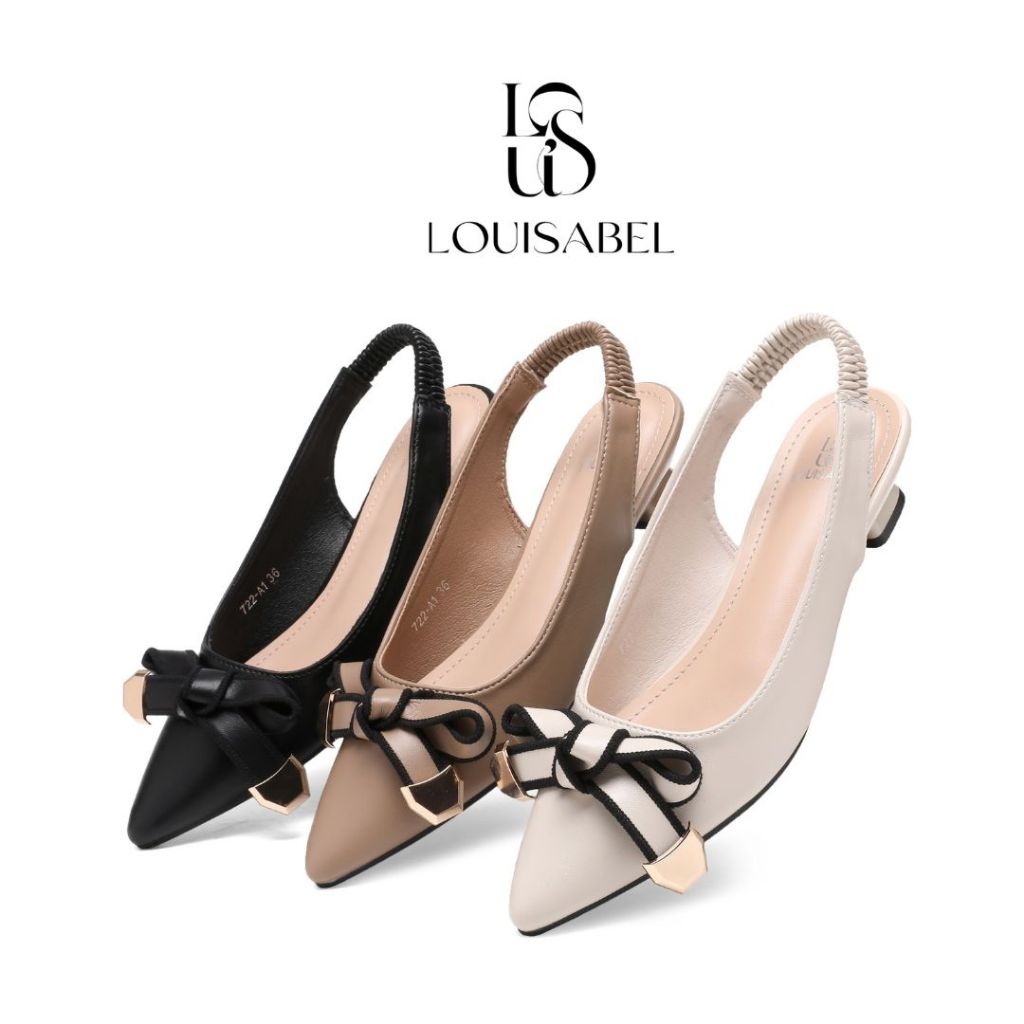 LOUISABEL Lumi Bow Diva Block Heels Slingback Sepatu Wanita LSB-722-A1