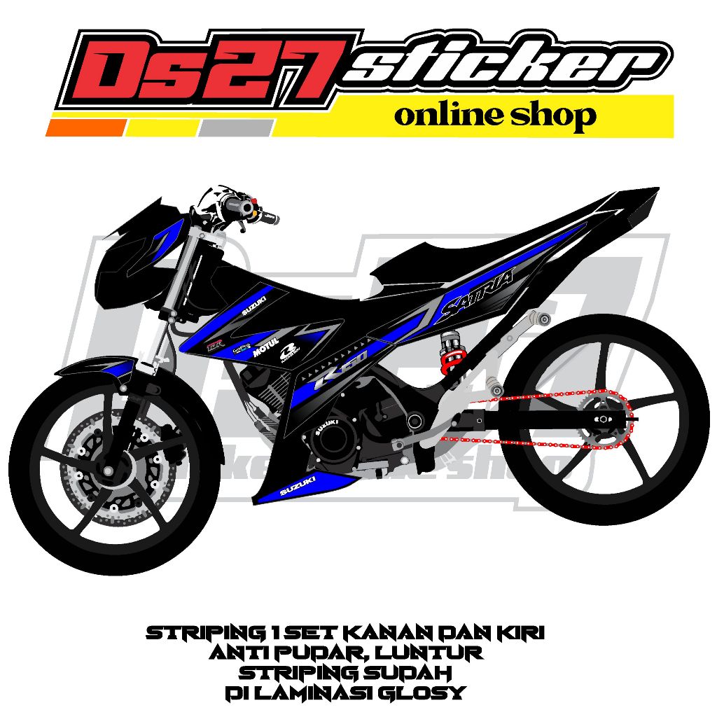 striping sticker variasi satria fu fi injection motif biru simple keren terbaru