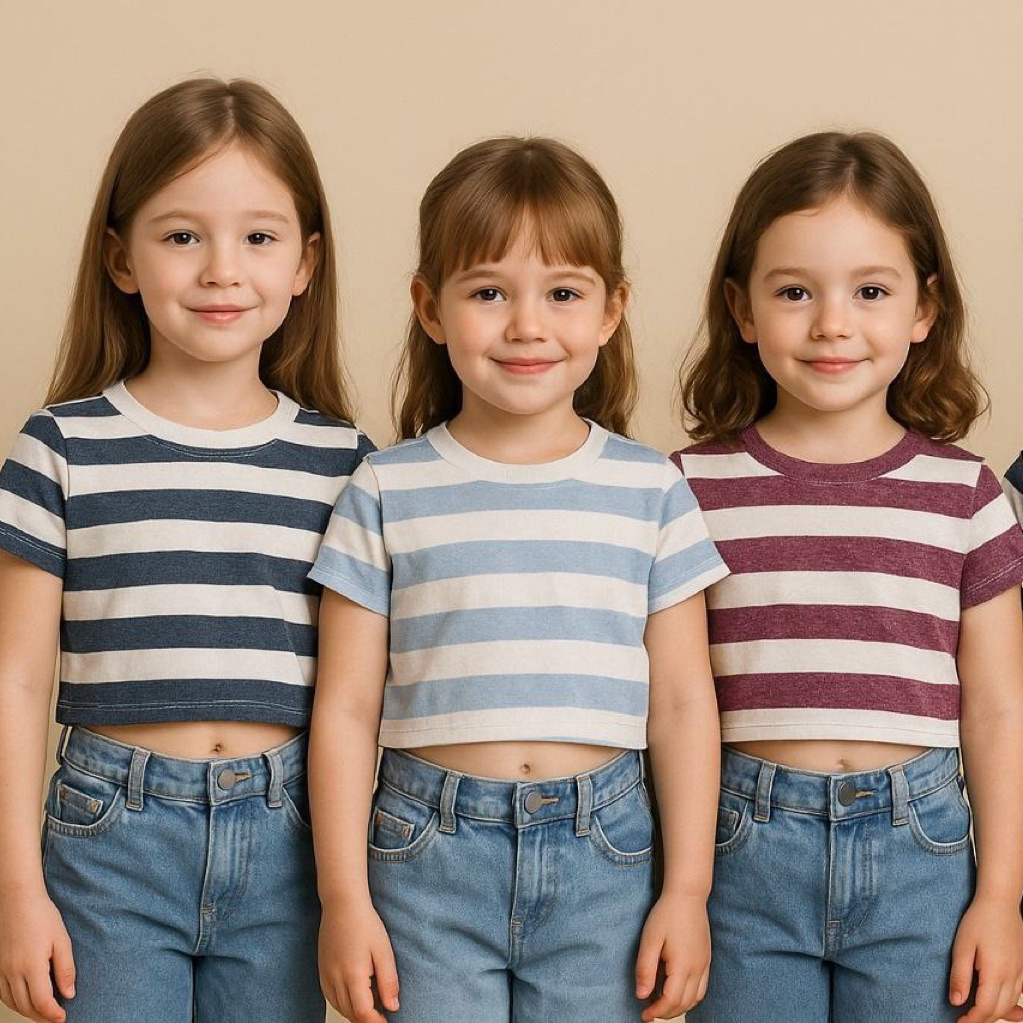 Crop Top Anak Perempuan / Kaos Anak Crop Top Snow Rib 1-9 Tahun