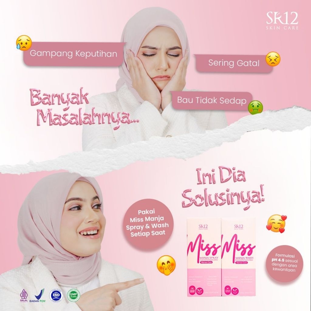 SATU PAKET MISS MANJA SK12 – SABUN DAN SPRAY KEWANITAAN HERBAL – ATASI KEPUTIHAN, GATAL & BAU TAK SE
