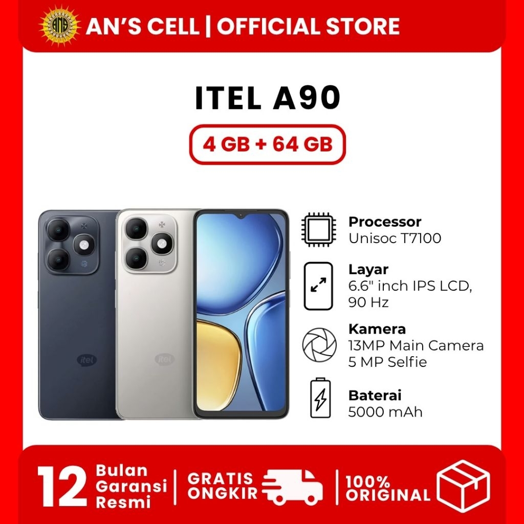 ITEL A90 4/64GB - Garansi Resmi ITEL Indonesia