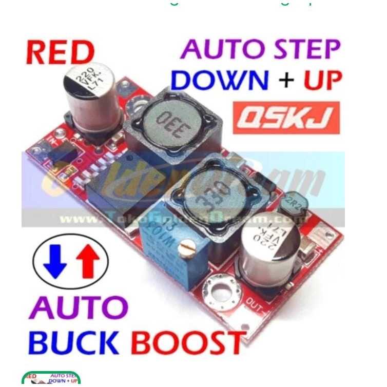 RF5589 auto step up down jadi 1 pcb merah auto step down up red qskj xl6009 by PCM LTC GLODOK