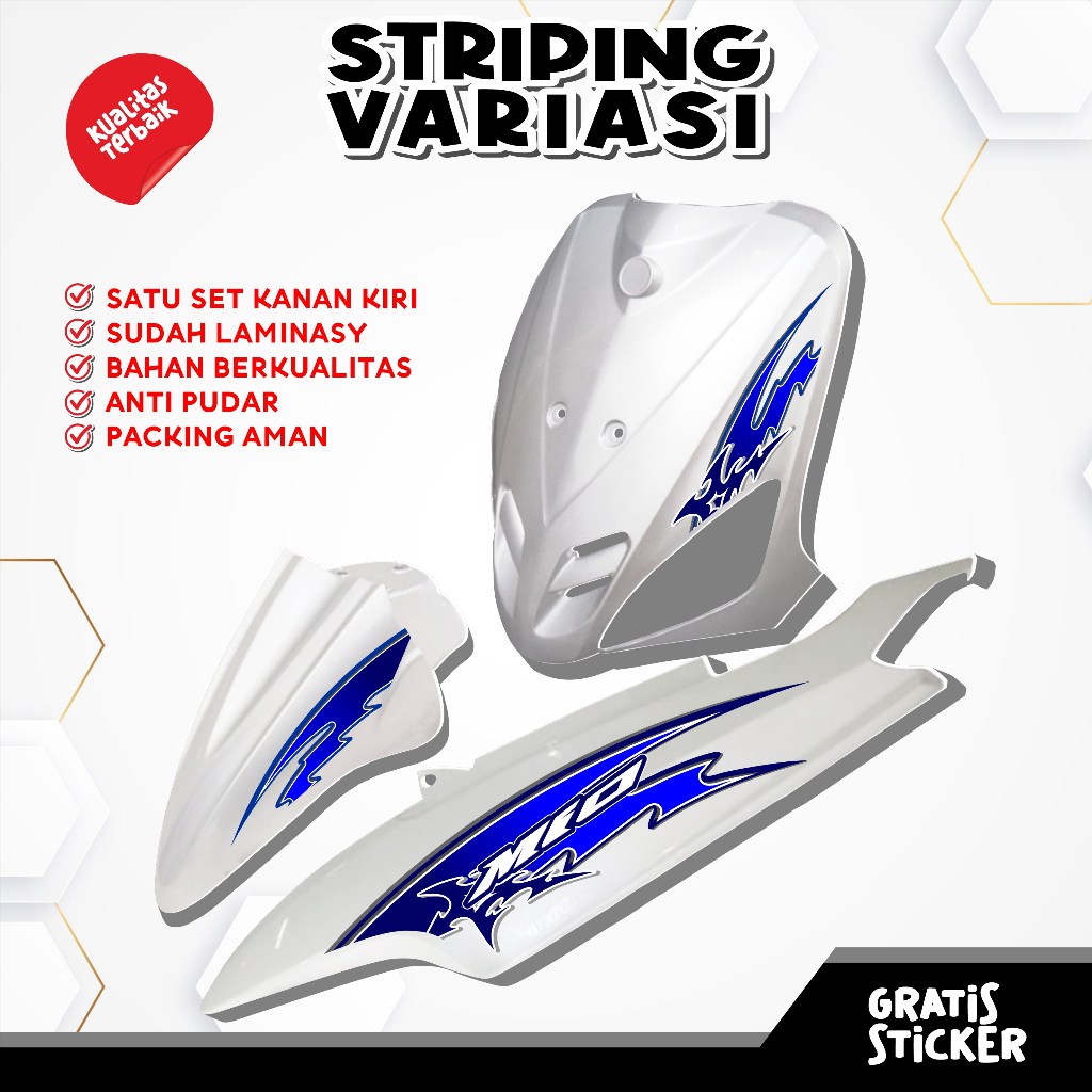 STRIPING VARIASI STICKER MOTOR MIO SPORTY TERBARU MOTIF SIMPLE