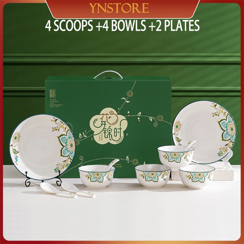 Piring Mangkok Keramik Set Bermutu Tinggi Mangkuk Keramik Kotak Hadiah Souvenir Mangkuk Set Mangkok 