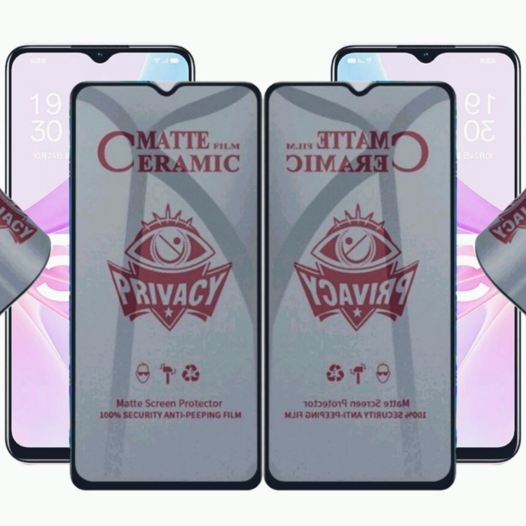 Tg ceramic spy hitam privasi type hp oppo F1f/ F1FW/ F1+/F1S/F3/ F5/F7/F9/F9 Pro/F11 F11 Pro/F15 202