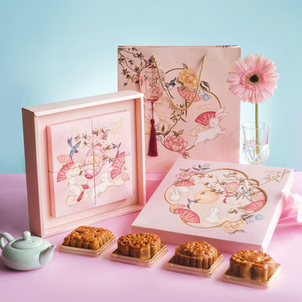 

(1SET) Kotak Mooncake isi 4 100gr 125gr 150gr kotak kue bulan mooncake box motif terbaru 2025