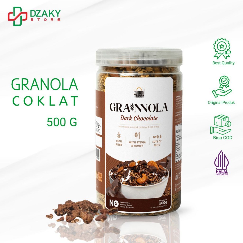 

Grainnola Timur Tengah Dark Chocolate 500 Gram Granola Cemilan Sehat Rendah Kalori Sereal & Snack