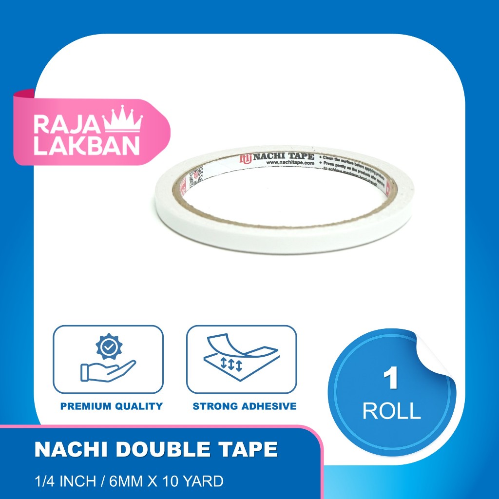 

Double Tape Tape Dua Sisi Nachi 0.25 inch 6mm 10 Yard - Roll