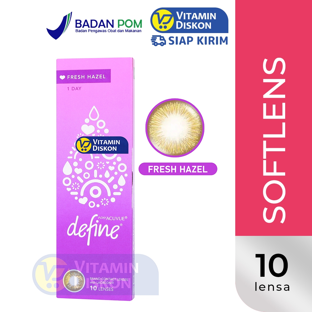 ACUVUE 1 DAY DEFINE FRESH HAZEL WITH LACREON  5 PAIRS/10 PCS | Lensa Kontak, Soflens Harian, Soflens