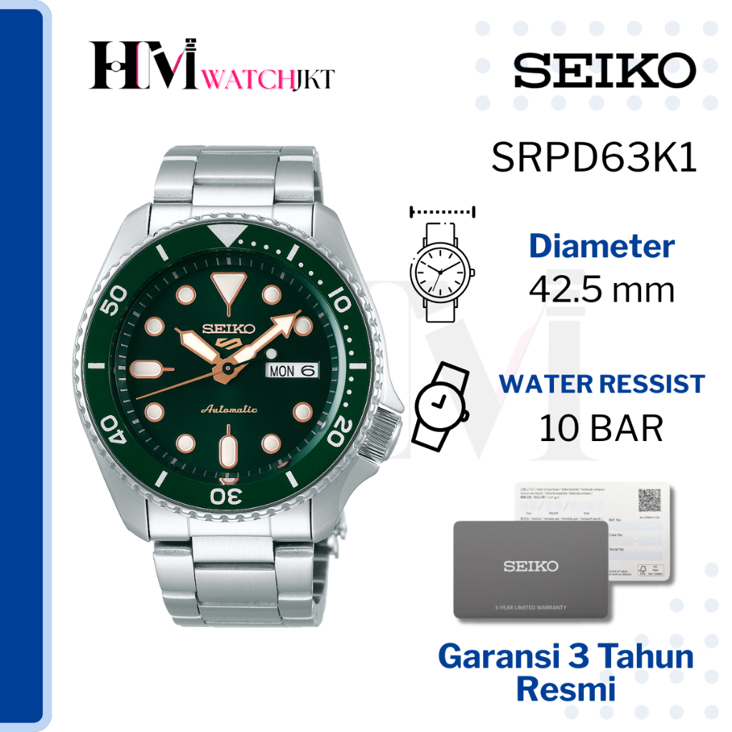 SEIKO 5 Sport SRPD63K1 Jam Tangan Pria Original Analog Automatic Diver Antiair