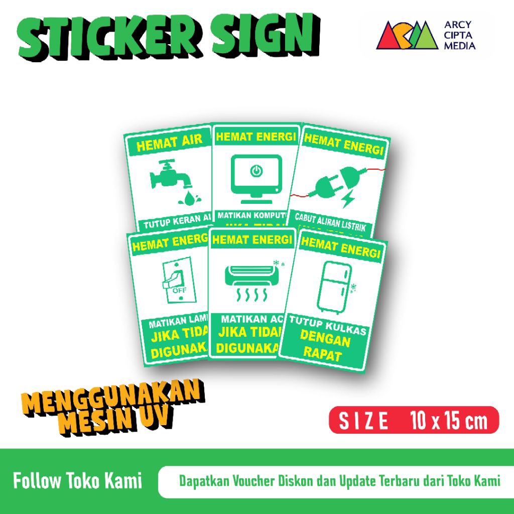 

Stiker Hemat Energi Hemat Listrik Hemat Air