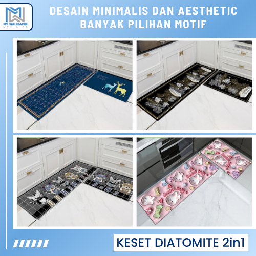 Keset Dapur 2 in 1 Isi 2 pcs Keset Dapur Minimalis Anti Slip Menyerap Air Keset Kaki 3D