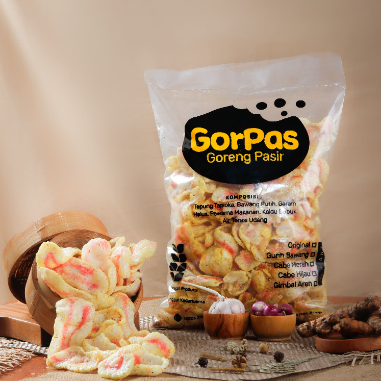 

Kerupuk Pasir Gurih Bawang - Usek Bumbu Ekstra Kunyit Snacks - Food 370 gram