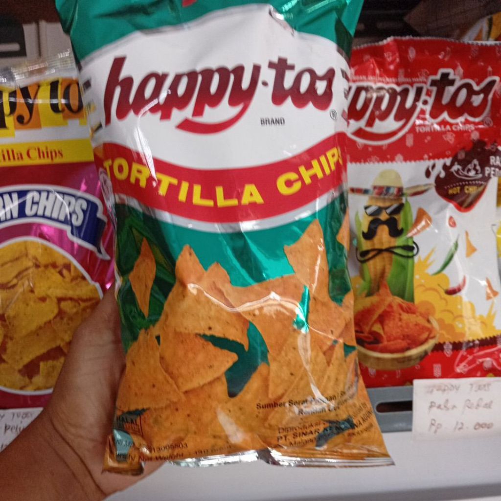 

Happy tos tortilla chips kemasan hijau uk 140 gr
