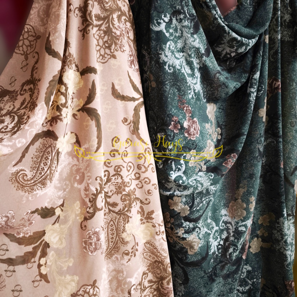 Kain Chiffon Sifon Ceruti Motif Baroque Bloom Lebar 150 cm