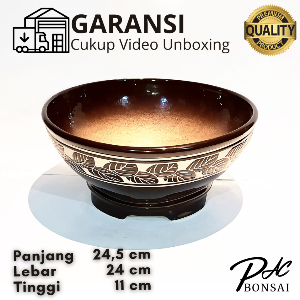 Pot Keramik Bonsai | Kaktus | Sukulen Sansivera Ukuran Besar Model lingkaran