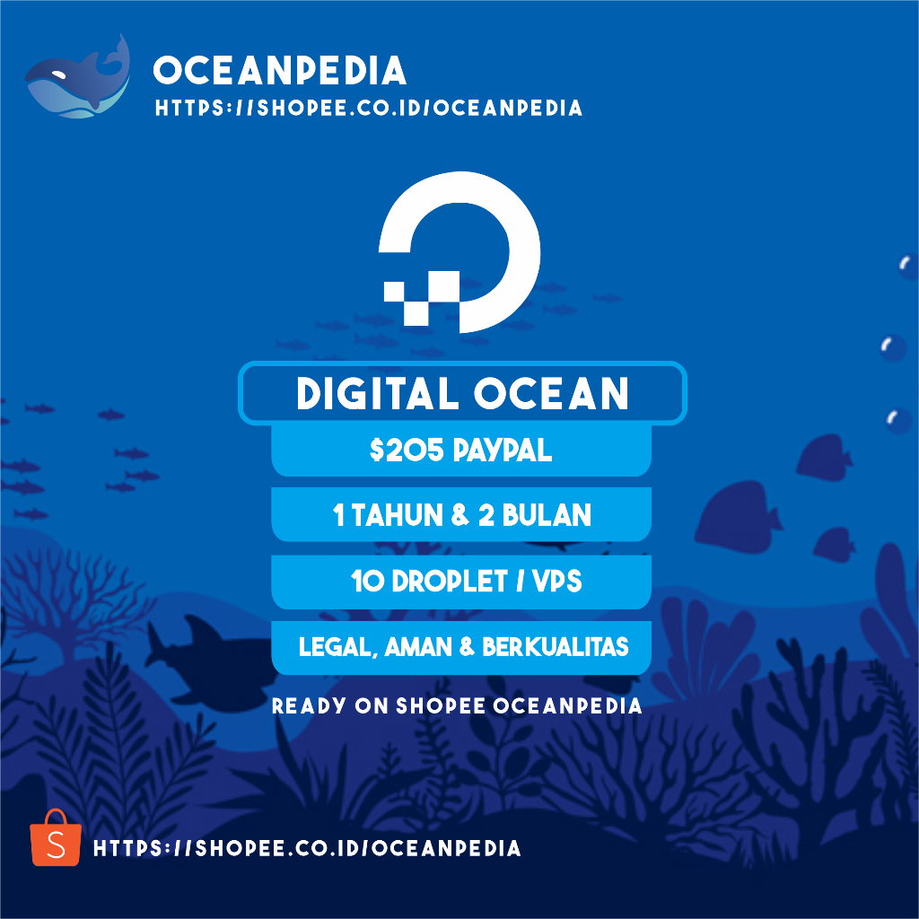 Akun Digital Ocean 10 Droplet Saldo $205 Aktif 2 Bulan / 1 Tahun Paypal