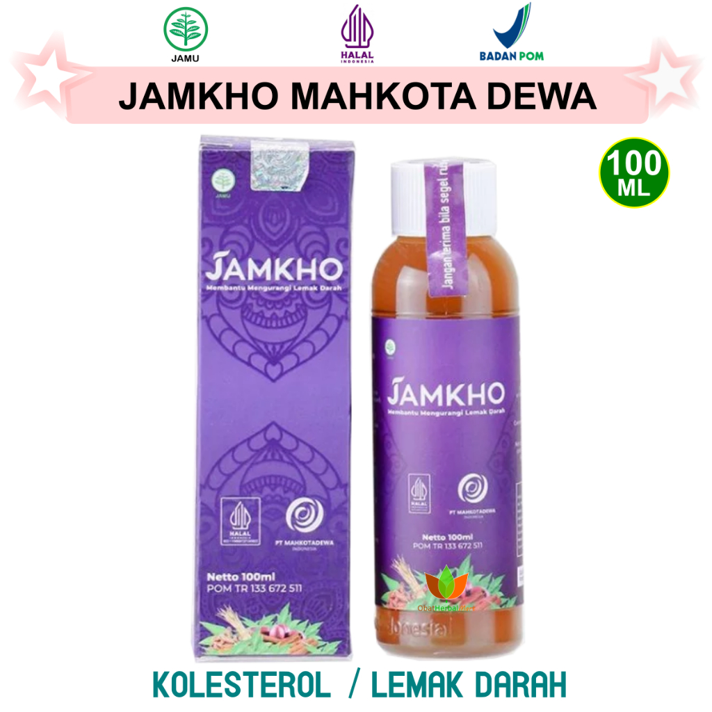 

JAMKHO 100 ML ORIGINAL MAHKOTA DEWA JAMU OBAT HERBAL PENURUN KOLESTEROL TRIGLISERIDA LEMAK DARAH DAN ASAM URAT JAMKO TRADISIONAL ALAMI ASLI