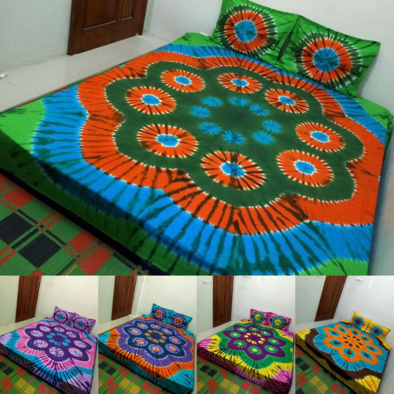 Sprei Jumputan Motif Batik Kain Katun Prima Halus Ukuran 180 Sprei batik pekalongan