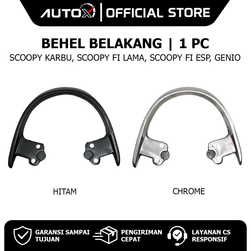 Behel Belakang Honda Scoopy Karbu eSP FI New Old & Genio Variasi hitam & Chrome Handle Hendel Handel