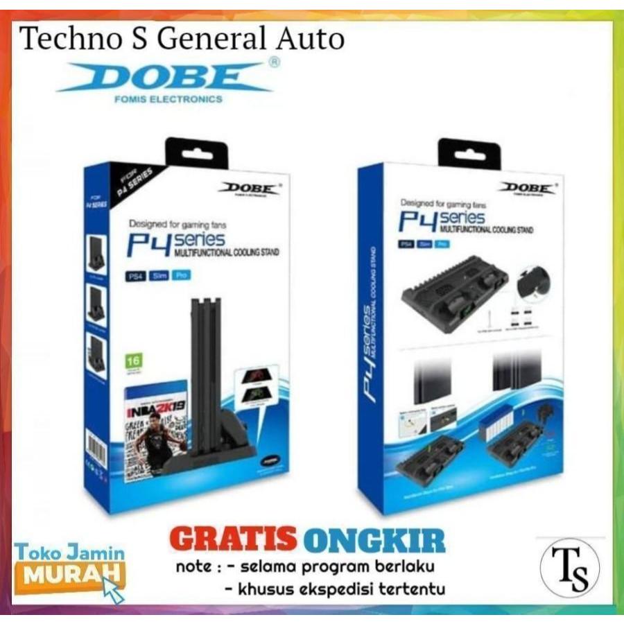 Dobe Kipas pendingin PS4 Fat Slim Pro Charging Dock Stand Cooling Fan Vertical Stand Rak Kaset CD