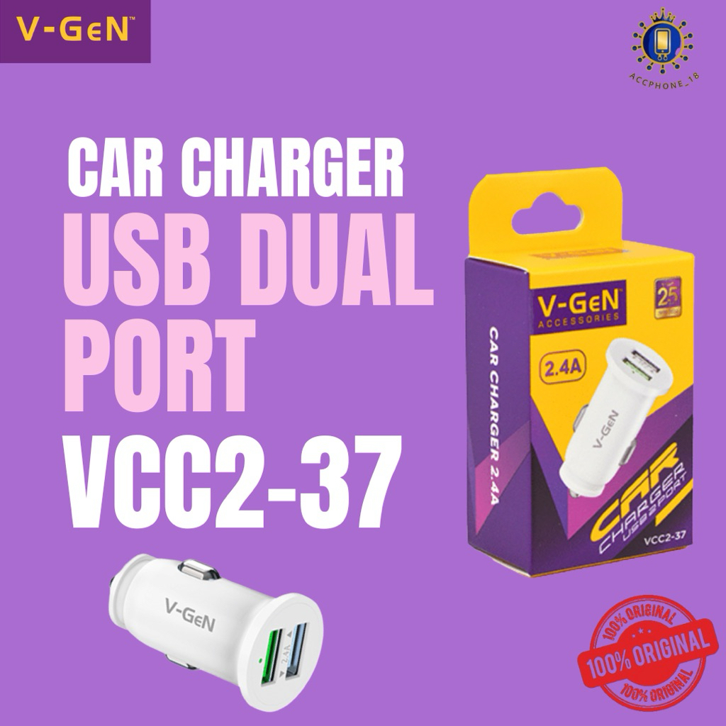 V-GEN VCC2-37 CAR CHARGER USB 2 PORT 2.4a