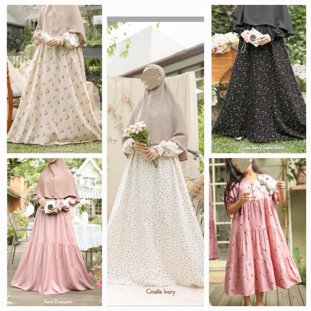 Ditsy juni nightgown sock vanilla XL | Cicelle ivory XL| Kanni dusty pink Xs |  Love bery sable blac