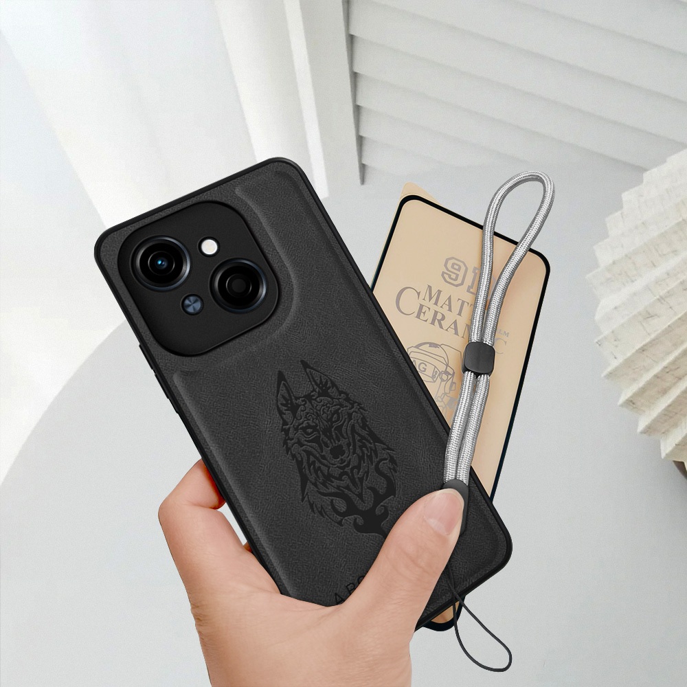 2 dalam 1 Case HP Tecno Spark Go 1 1s Go 2025 POP 9 4G KL4 KL4h casing Serigala Trendy softcase Prem