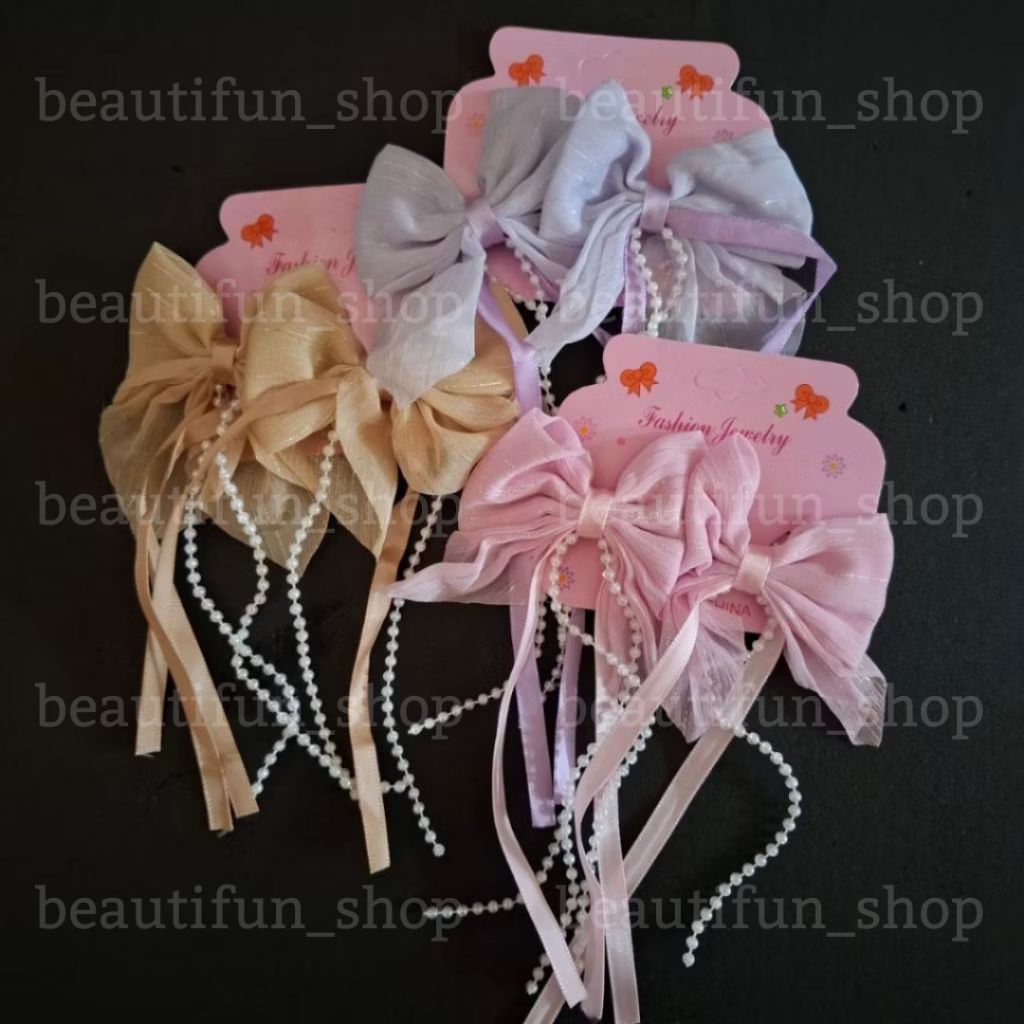Jepit rambut wanita pita panjang jepit rambut anak perempuan pita panjang 2pcs jepit pita jurai pita